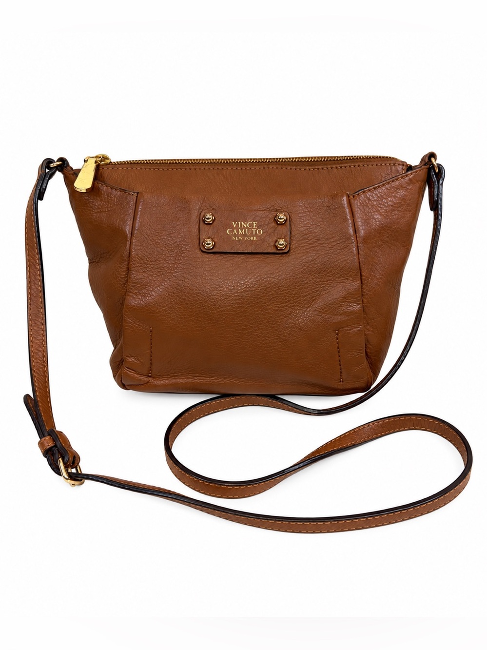 Vince Camuto Hila Genuine Pebbled Leather Crossbody In Mocha Bisque
